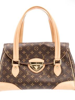 Louis Vuitton Brown Monogram Canvas Satchel with Natural Leather Trim